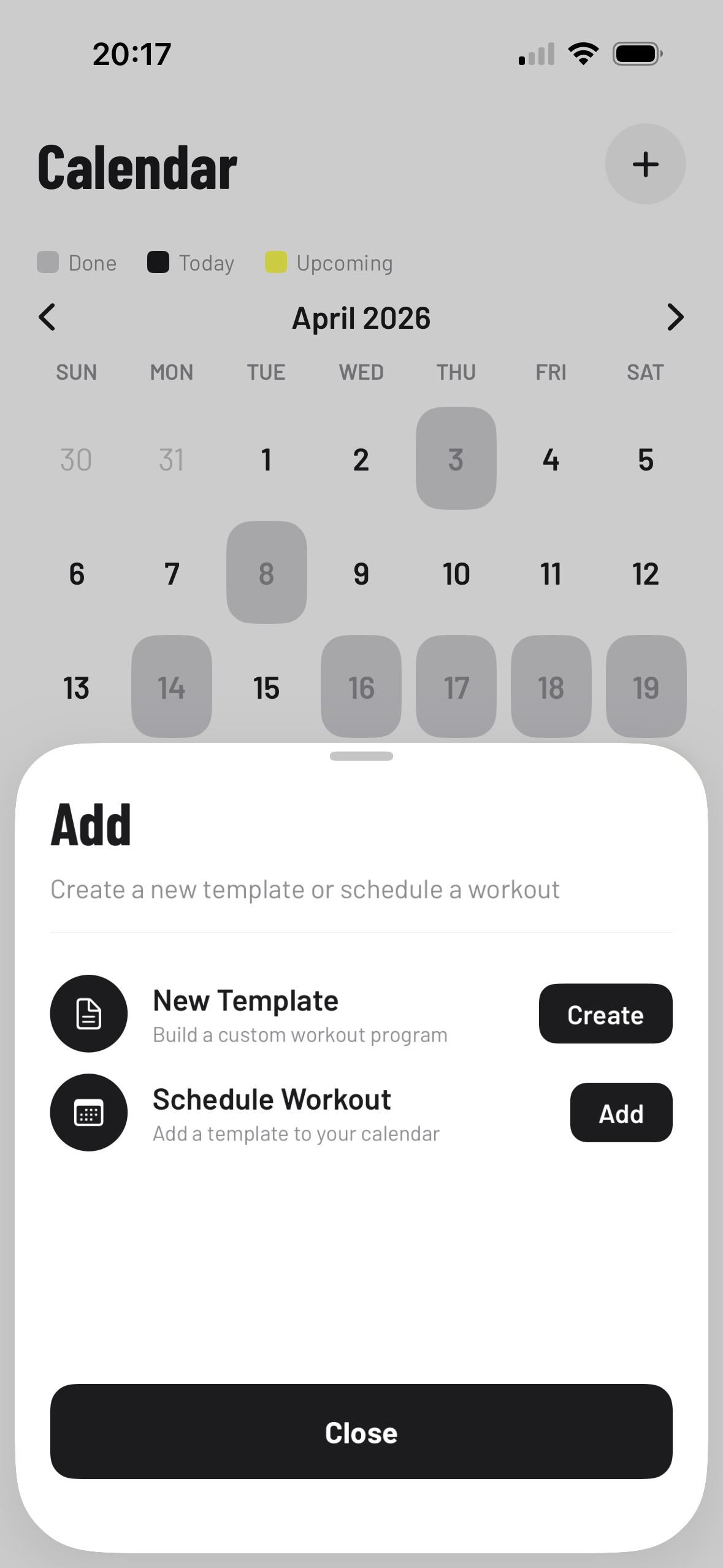 Keln one-tap workout completion